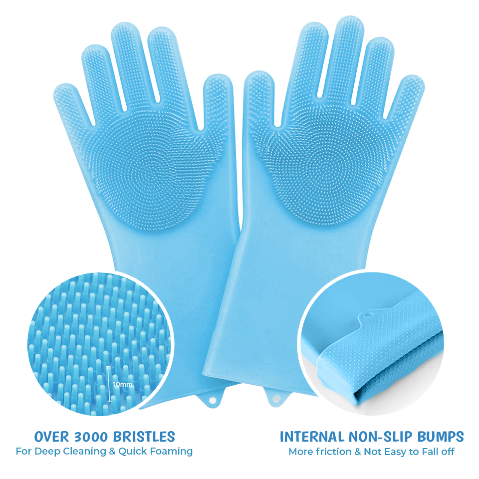 🧤 PetAura™ Magic Pet Grooming & Cleaning Gloves – Silicone Bath Scrubber, Hair Remover & Multi-Use