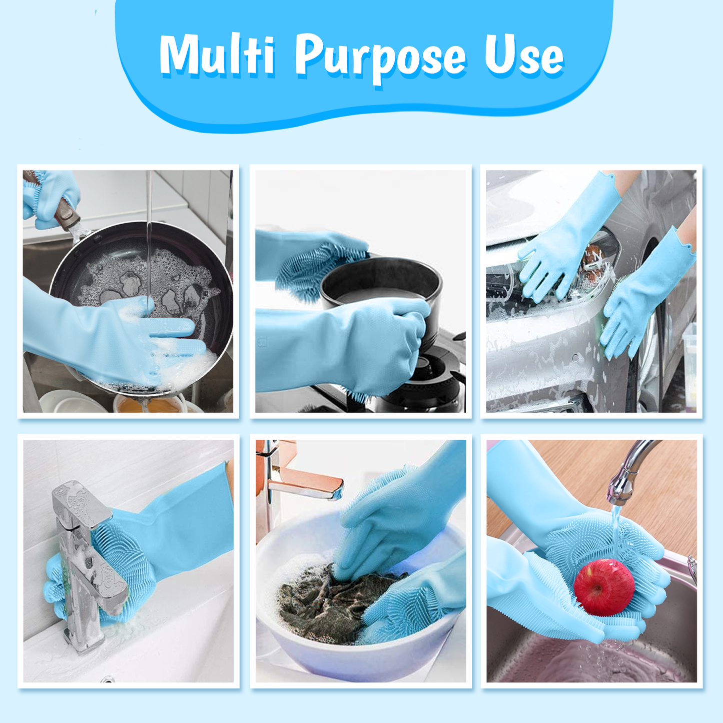 🧤 PetAura™ Magic Pet Grooming & Cleaning Gloves – Silicone Bath Scrubber, Hair Remover & Multi-Use